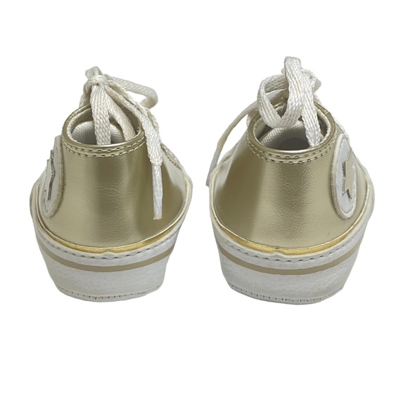 new Bento Bebe De Grife ★ Gold Star Newborn Baby Booties Sneaker ★ Metallic Gold - Picture 4 of 16